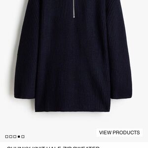H&M Navy Chunky Half-Zip Turtleneck Sweater